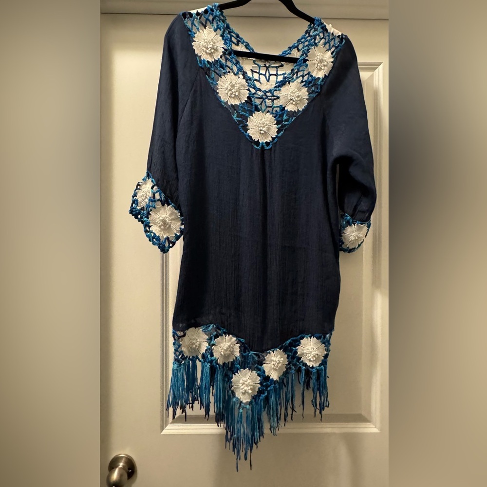 India Boutique Blue and White Tunic